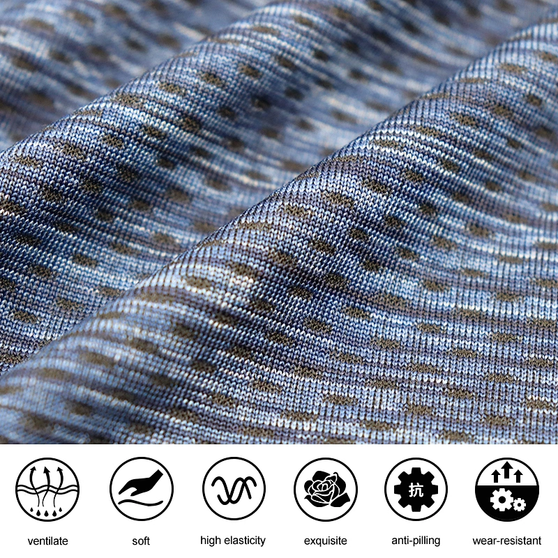 Polyester spandex space dye jacquard wicking fabric for sportswear